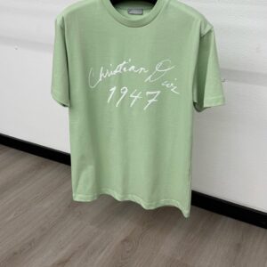 Christian Dior Schuingedrukt Logo Mintgroen T-Shirt