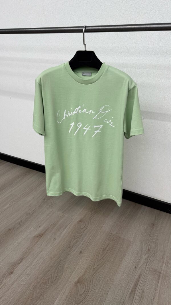Christian Dior Schuingedrukt Logo Mintgroen T-Shirt