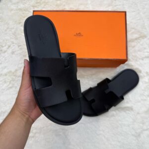 Hermes Izmir Black Slippers