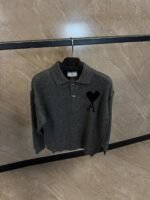 Ami Polo Sweater Grey