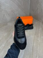 Hermes Bouncing Black on Black Leather Sneakers - Afbeelding 4