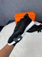 Hermes Bouncing Black White Leather, Zwarte Veters - Afbeelding 3