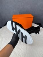Hermes Bouncing Black White Leather, Zwarte Veters - Afbeelding 5