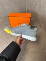 Hermes Bouncing Sneakers Grey, Brown Logo - Afbeelding 3