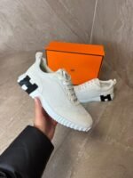 Hermes Bouncing Sneakers White, Black Logo