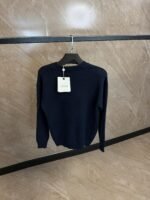 Moncler Gebreidde Sweater Blue, Black Logo - Afbeelding 3