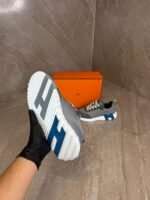 Hermes Bouncing Grey, Blue Logo Sneakers - Afbeelding 3