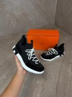 Hermes Bouncing Sneakers Black White, Veters